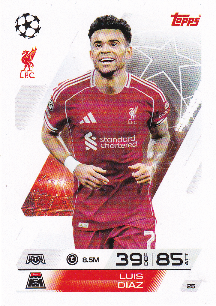 Luis Diaz - FC Liverpool - Topps Champions League 2025 - Basis Karte - Nr. 25
