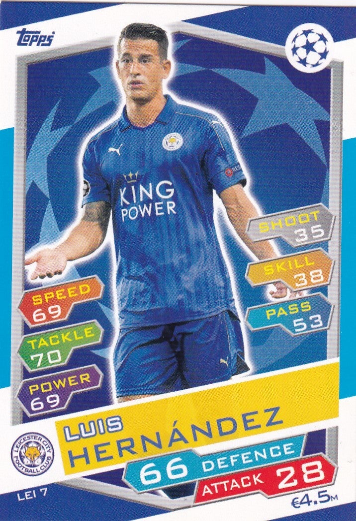 Luis Hernandez - Leicester City - Topps Champions League 2016 - Basis Karte - Nr. LEI 7
