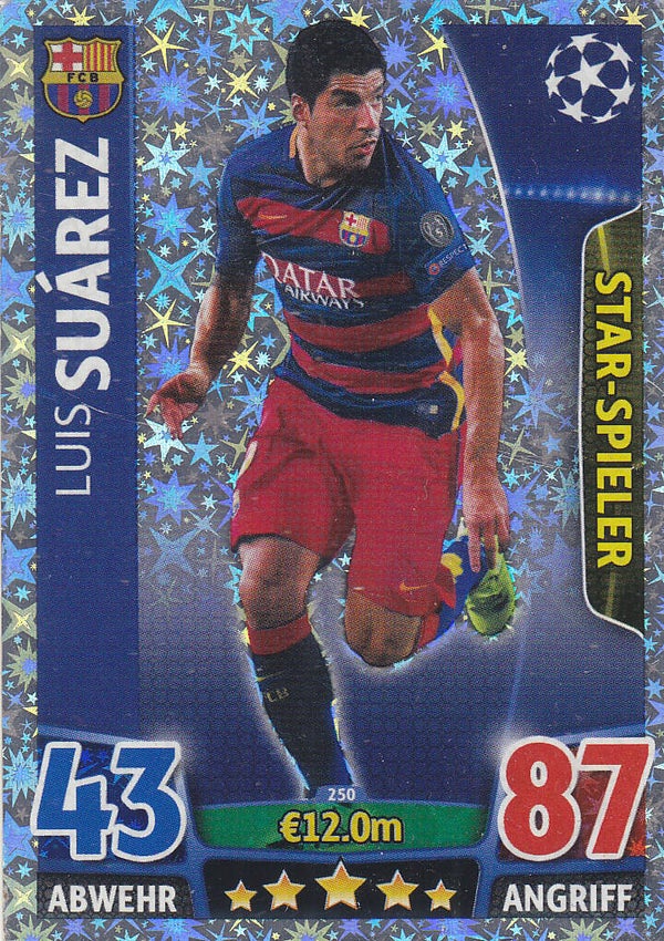 Luis Suarez / FC Barcelona / Topps Champions League 2015 / Star-Spieler / Nr.250