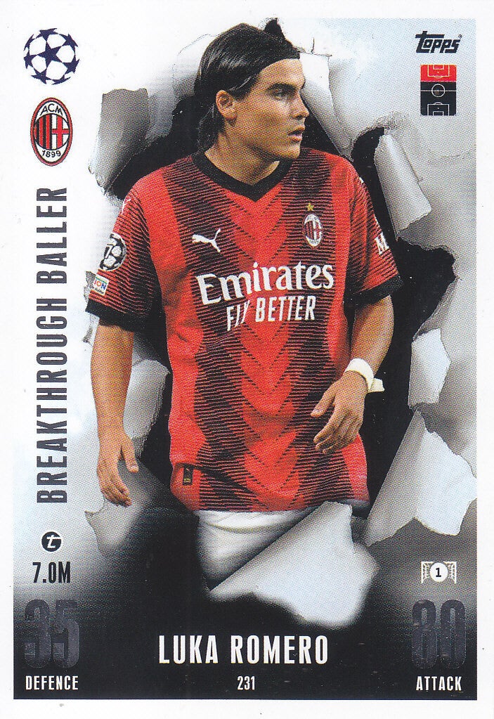 Luka Romero / AC Mailand / Topps Champions League Extra 2023 / Breakthrough Baller / Nr. 231