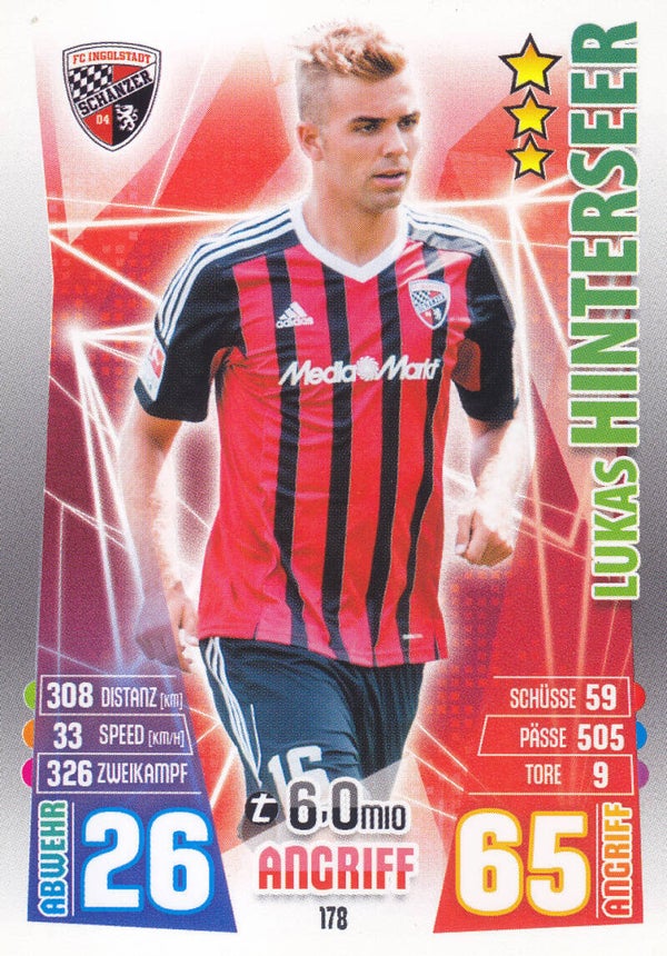 Lukas Hinterseer / FC Ingolstadt / Topps Match Attax 2015 / Basis Karte / Nr. 178