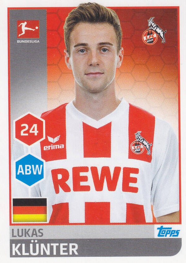 Lukas Klünter / 1.FC Köln / Topps Bundesliga 2017 / Basis Bild / Nr. 141