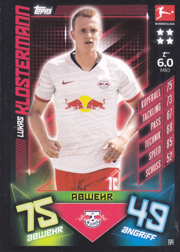 Lukas Klostermann / RB Leipzig / Topps Match Attax 2019 / Basis Karte / Nr.194