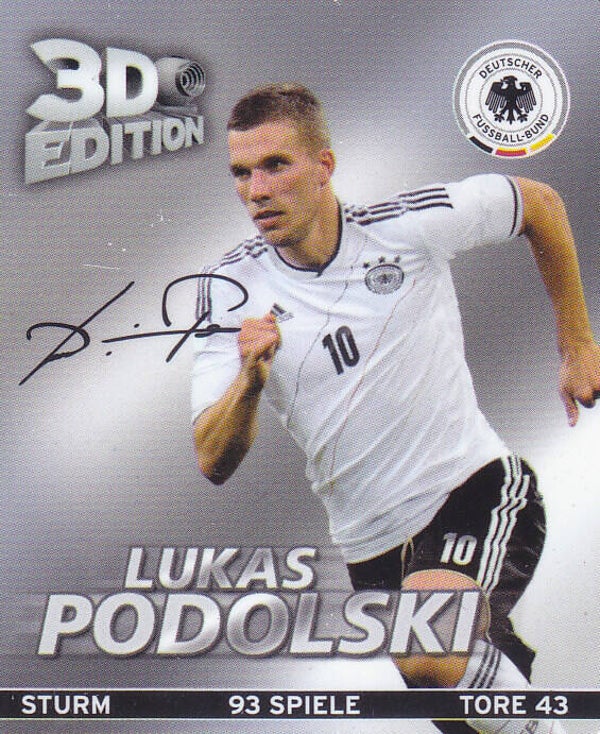 Lukas Podolski / Deutschland / DFB Rewe Plastik Sammelkarte / 3D / Nr. 6/6