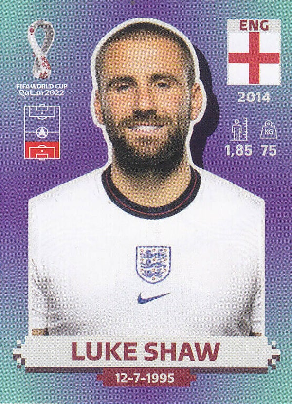 Luke Shaw / England / Panini WM 2022 / Basis Bild / Nr. ENG 8