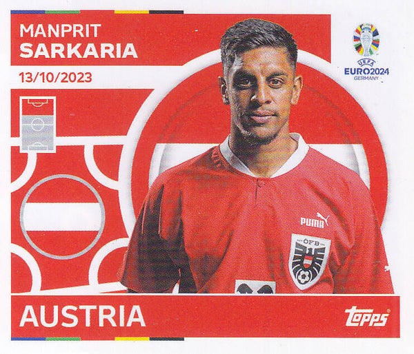 Manprit Sarkaria / Österreich / Topps EM 2024 / Basis Bild / Nr. AUT 20