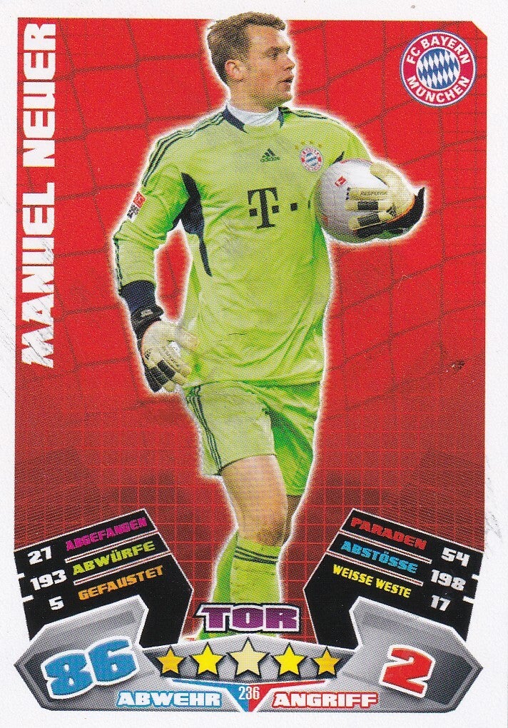 Manuel Neuer / FC Bayern München / Topps Match Attax 2012 - Basis Karte / Nr. 236