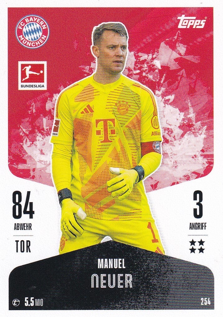 Manuel Neuer / FC Bayern München / Topps Match Attax 2024 / Basis Karte / Nr. 254