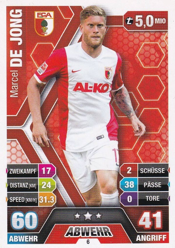 Marcel de Jong / FC Augsburg / Topps Match Attax 2014 / Basis Karte / Nr. 6