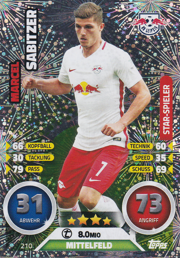 Marcel Sabitzer - RB Leipzig - Topps Match Attax 2016 - Star-Spieler - Nr. 210