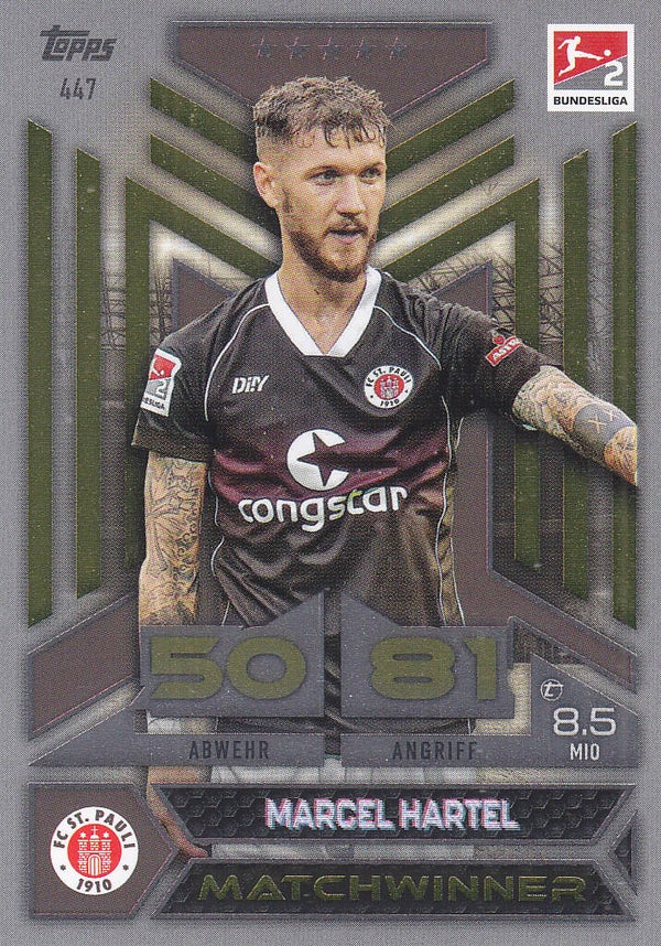 Marcel Hartel / FC St. Pauli / Topps Match Attax 2023 / Matchwinner / Nr.447