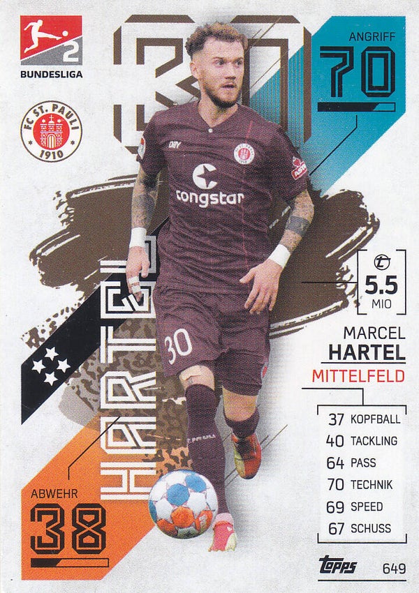 Marcel Hartel / FC St.Pauli / Topps Match Attax 2021 / Basis Karte 2.Bundesliga / Nr.649