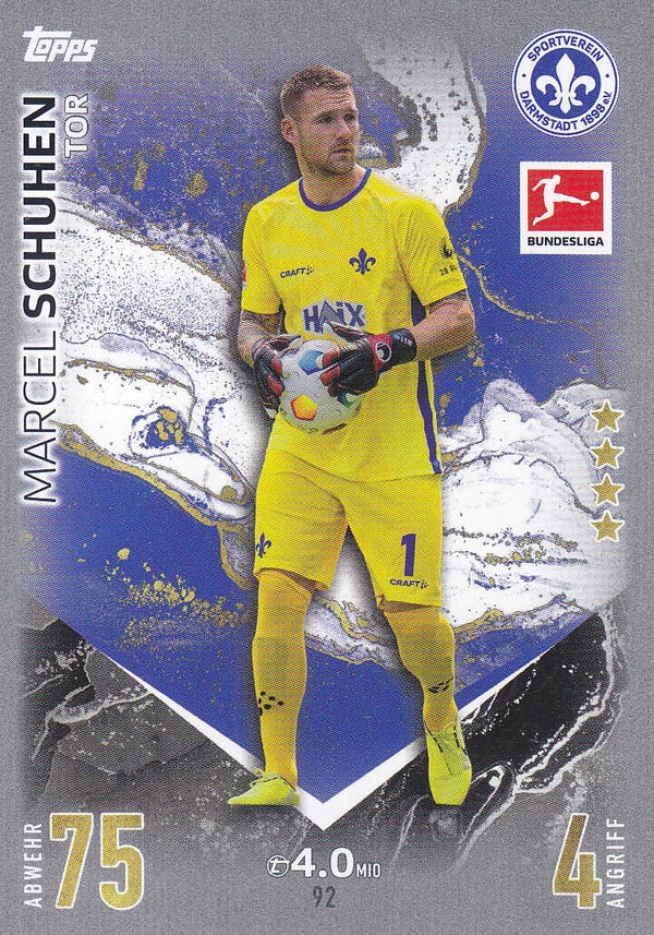Marcel Schuhen / Darmstadt 98 / Topps Match Attax 2023 / Basis Karte / Nr.92