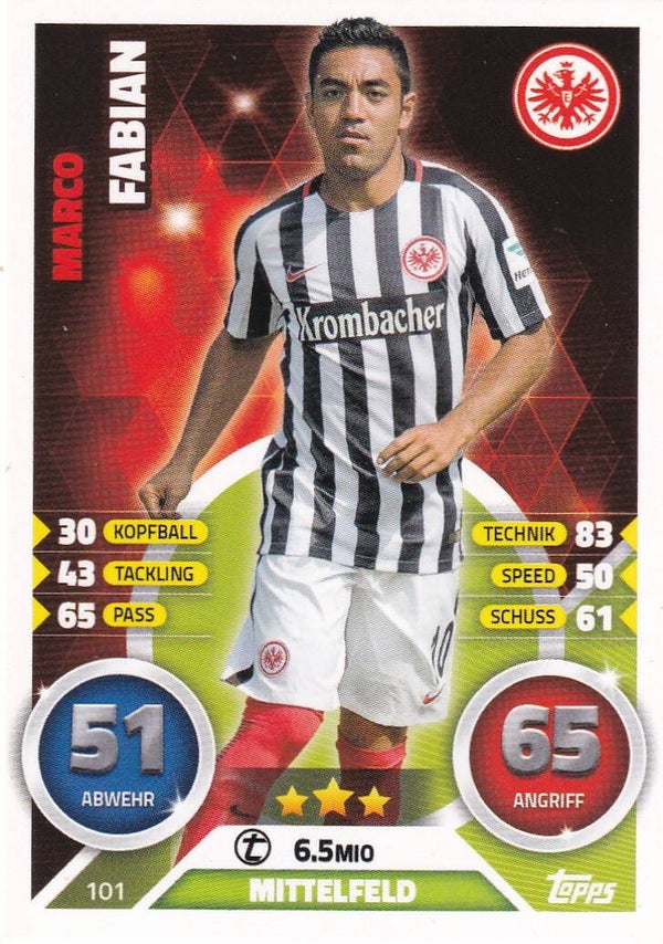Marco Fabian - Eintracht Frankfurt - Topps Match Attax 2016 - Basis Karte - Nr. 101