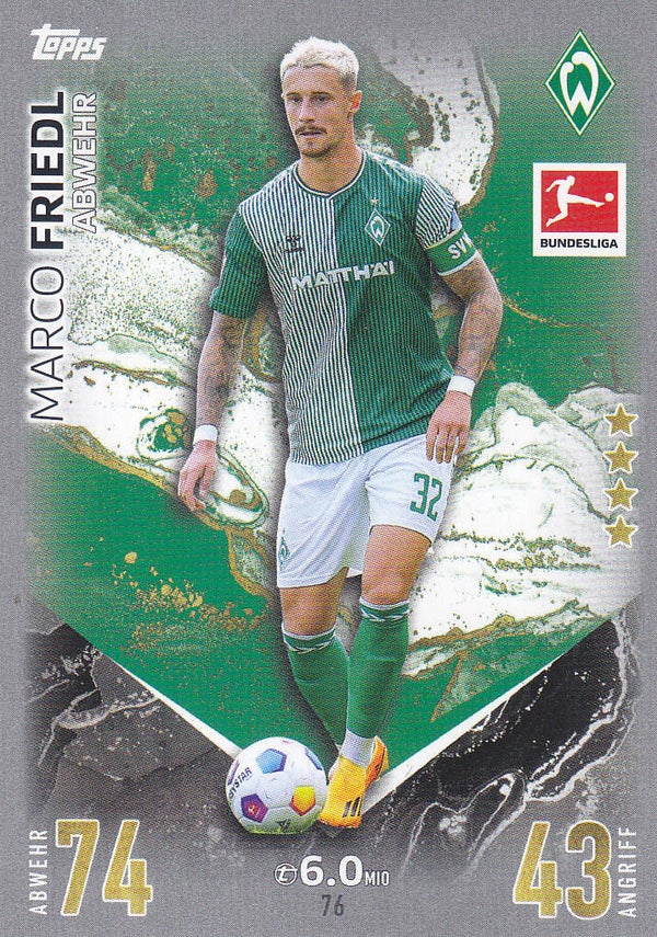Marco Friedl / SV Werder Bremen / Topps Match Attax 2023 / Basis Bild / Nr.76