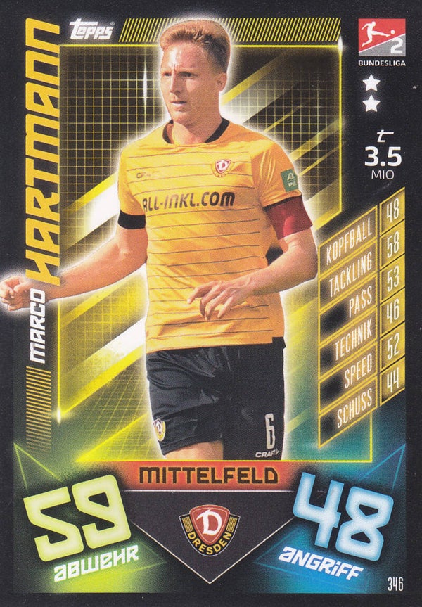 Marco Hartmann / Dynamo Dresden / Topps Match Attax 2019 / Basis Karte / Nr. 346