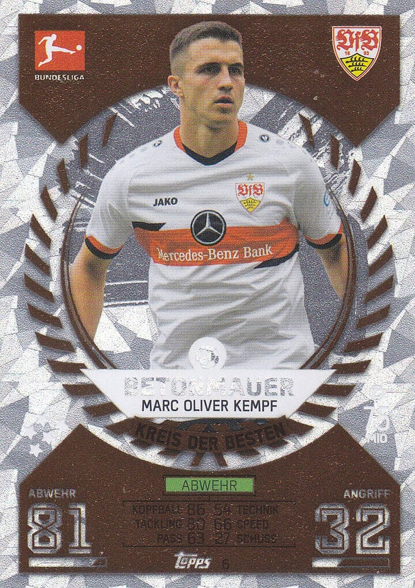 Marc Oliver Kempf / VFB Stuttgart / Topps Match Attax Bundesliga 2021 / Kreis der Besten / Betonmauer / Nr.6