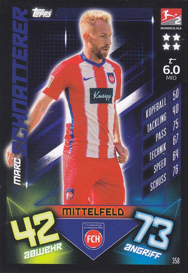Marc Schnatterer / FC Heidenheim / Topps Match Attax 2019 / Basis Karte / Nr.358