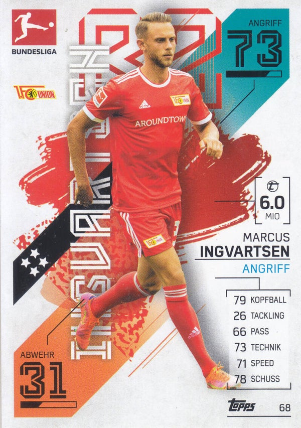 Marcus Ingvartsen - 1.FC Union Berlin - Topps Match Attax 2021 - Basis Karte - Nr. 68