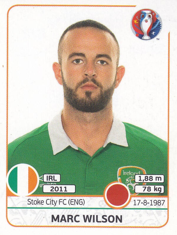 Marc Wilson / Irland / Panini EM 2016 / Basis Bild / Nr. 522