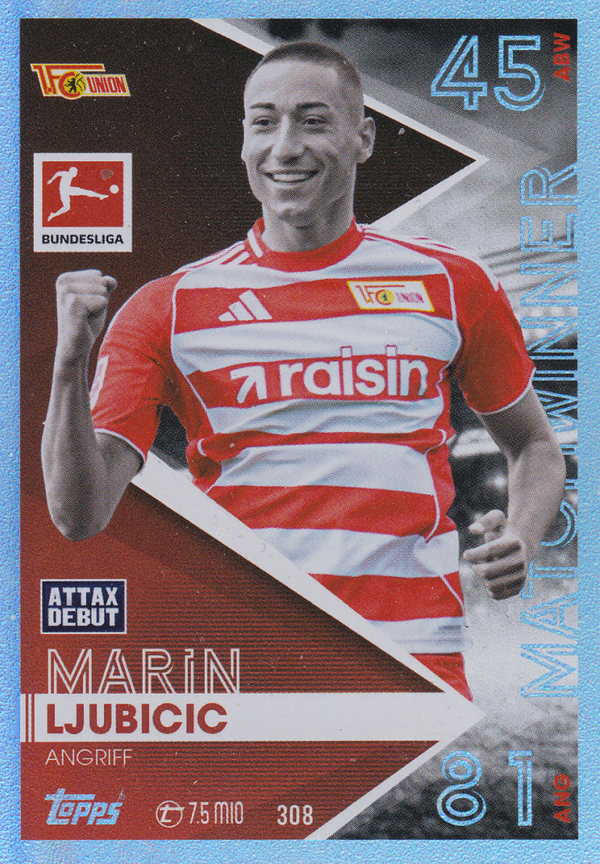 Marin Ljubicic - 1.FC Union Berlin - Topps Match Attax 2025 - Matchwinner - Nr. 308