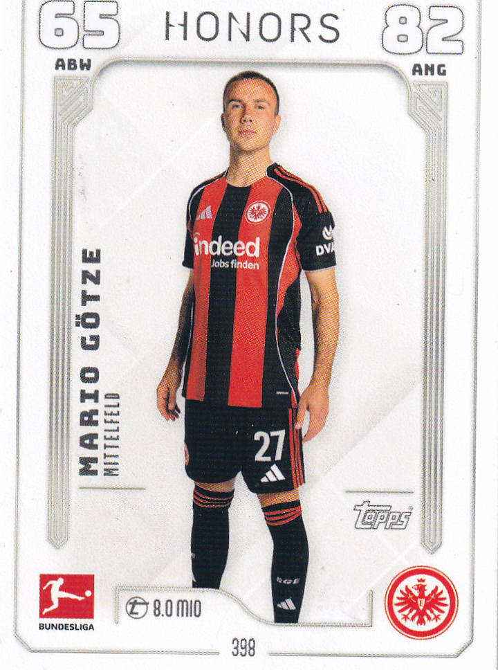 Mario Götze - Eintracht Frankfurt - Topps Match Attax 2025 - Honors - Nr. 398