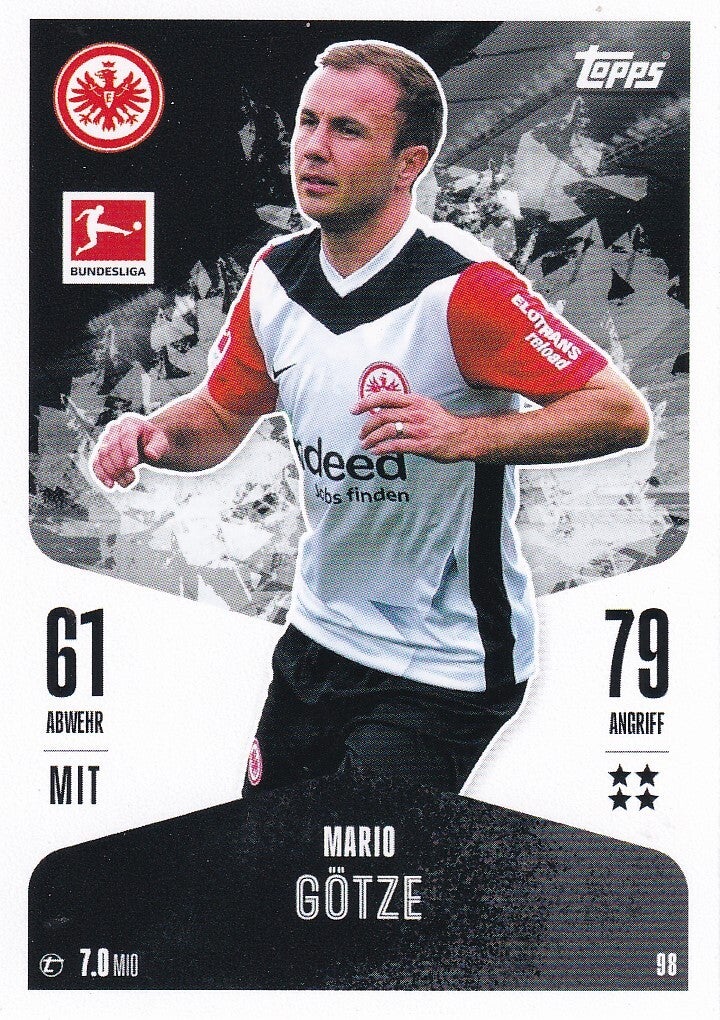 Mario Götze / Eintracht Frankfurt / Topps Match Attax 2024 / Basis Karte / Nr. 98