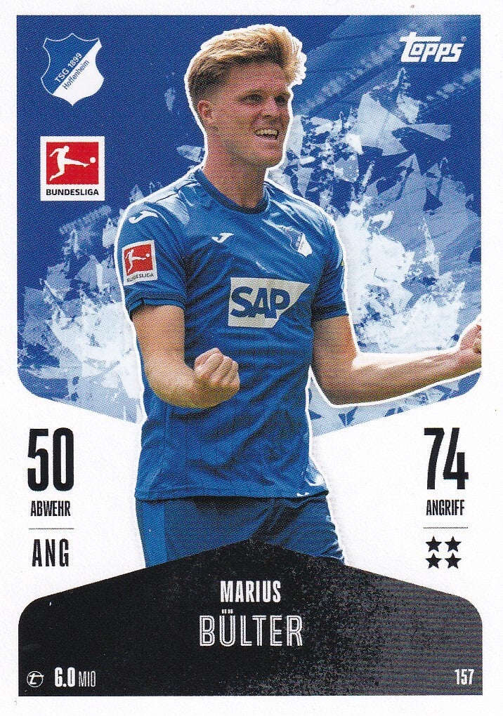 Marius Bülter / TSG Hoffenheim / Topps Match Attax 2024 / Basis Karte / Nr. 157