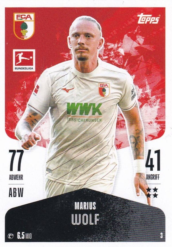 Marius Wolf - FC Augsburg - Topps Match Attax 2024 - Basis Karte - Nr. 3