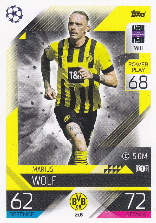 Marius Wolf / Borussia Dortmund / Topps Champions League 2022 / Basis Karte / Nr.216