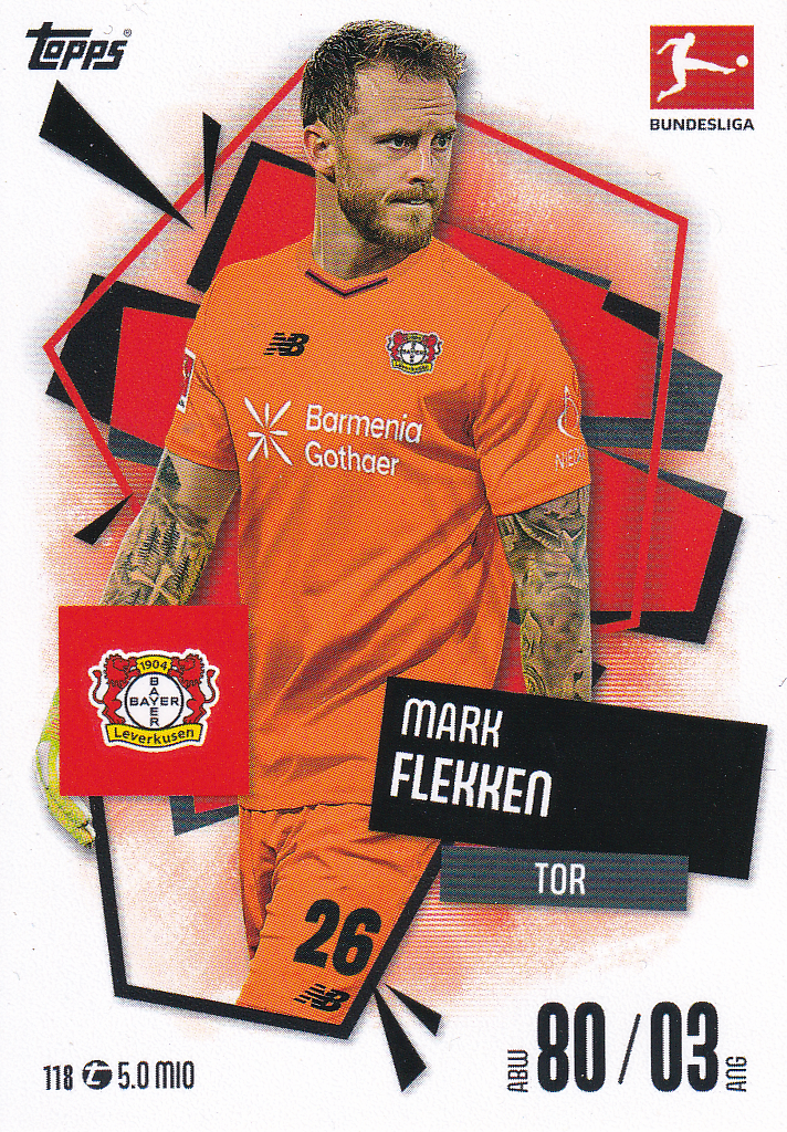 Mark Flekken - Bayer Leverkusen - Topps Match Attax 2025 - Basis Karte - Nr. 118