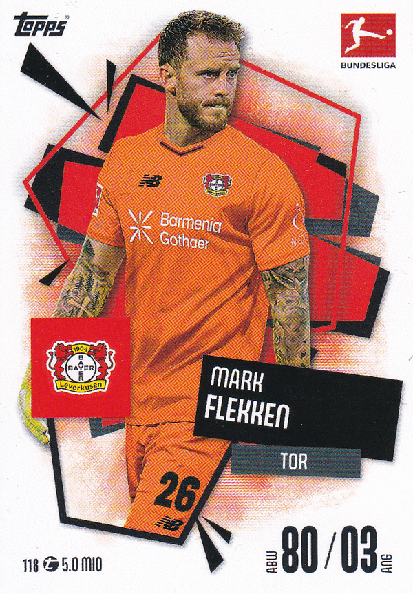 Mark Flekken - Bayer Leverkusen - Topps Match Attax 2025 - Basis Karte - Nr. 118