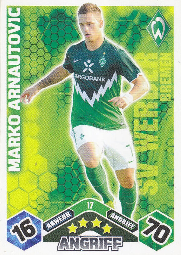 Marko Arnautovic / SV Werder Bremen / Topps Match Attax 2010 / Basis Karte Nr.17