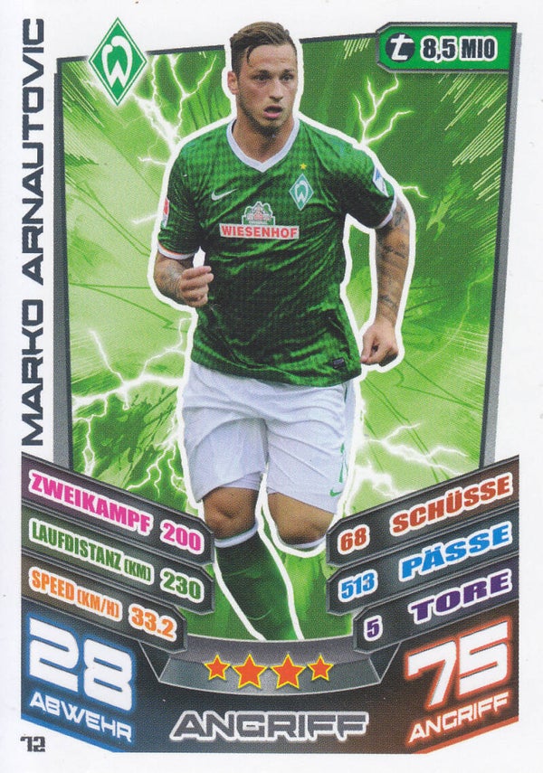 Marko Arnautovic SV Werder Bremen Basis Karte Nr.72