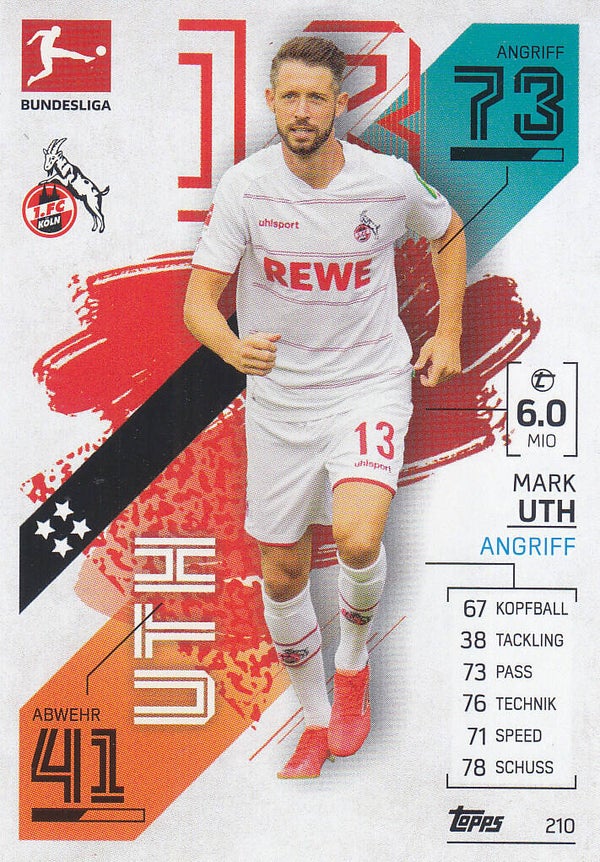 Mark Uth / 1.FC Köln / Topps Match Attax 2021 / Basis Karte / Nr.210