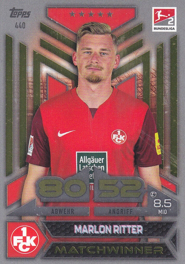 Marlon Ritter / 1.FC Kaiserslautern / Topps Match Attax 2023 / Matchwinner / Nr. 440