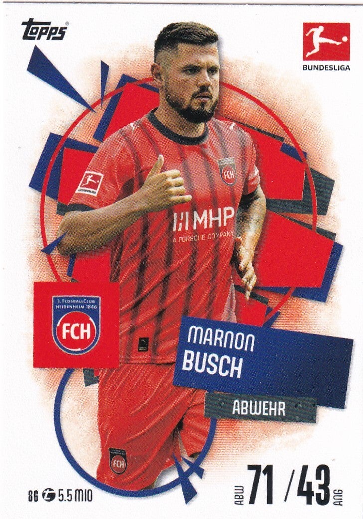 Marnon Busch - FC Heidenheim - Topps Match Attax 2025 - Basis Karte - Nr. 86