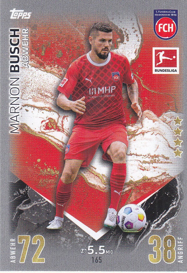 Marnon Busch / FC Heidenheim / Topps Match Attax 2023 / Basis Karte / Nr. 165
