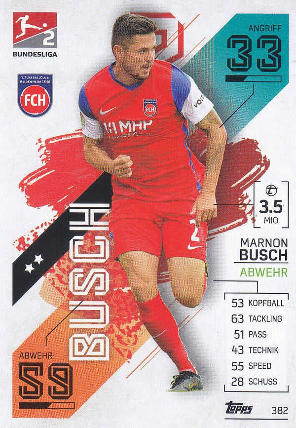 Marnon Busch / FC Heidenheim / Topps Match Attax 2021 / Basis Karte / Nr.382
