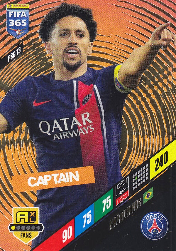 Marquinhos / Paris Saint Germain / Panini Fifa 365 Jahr 2024 / Captain Karte Icon Fans / Nr. PSG 13