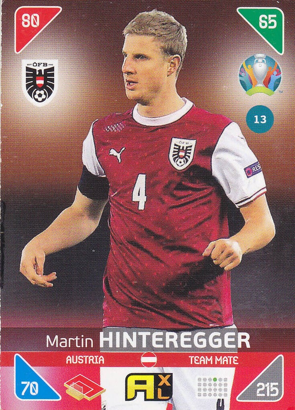 Martin Hinteregger / Österreich / Panini EM 2020 / Basis Karte / Nr. 13