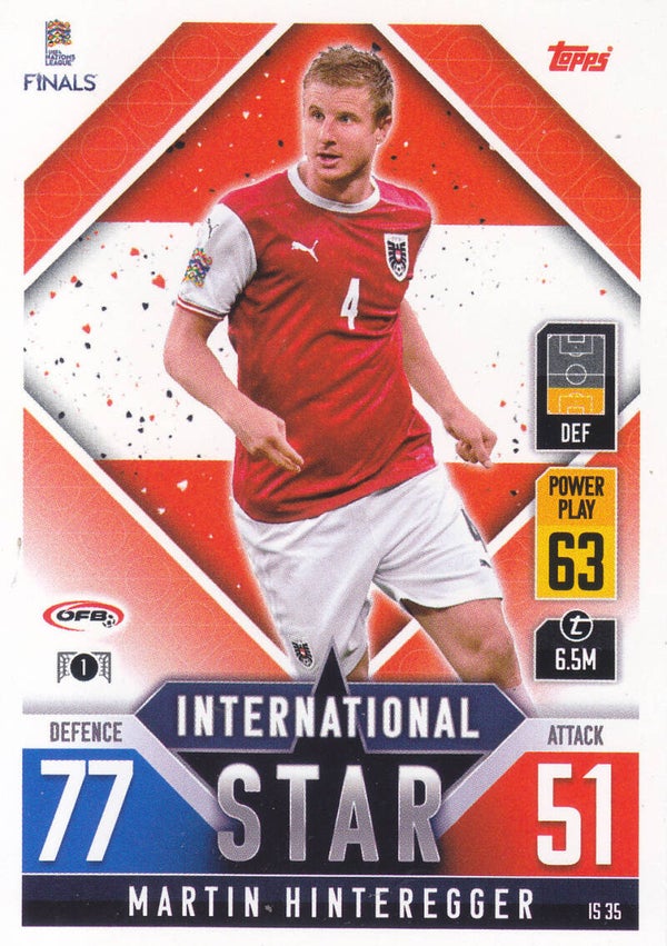 Martin Hinteregger / Österreich / Topps Uefa Nations League Finals 2022 / International Star / Nr. IS 35