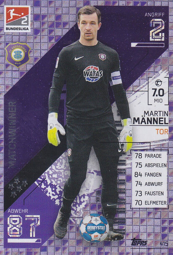 Martin Männel / FC Erzgebirge Aue / Topps Match Attax 2021 / Matchwinner / Nr. 415