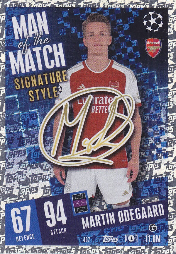 Martin Odegaard / Arsenal London / Topps Champions League 2023 / Man of the Match Signature Style / Nr.407