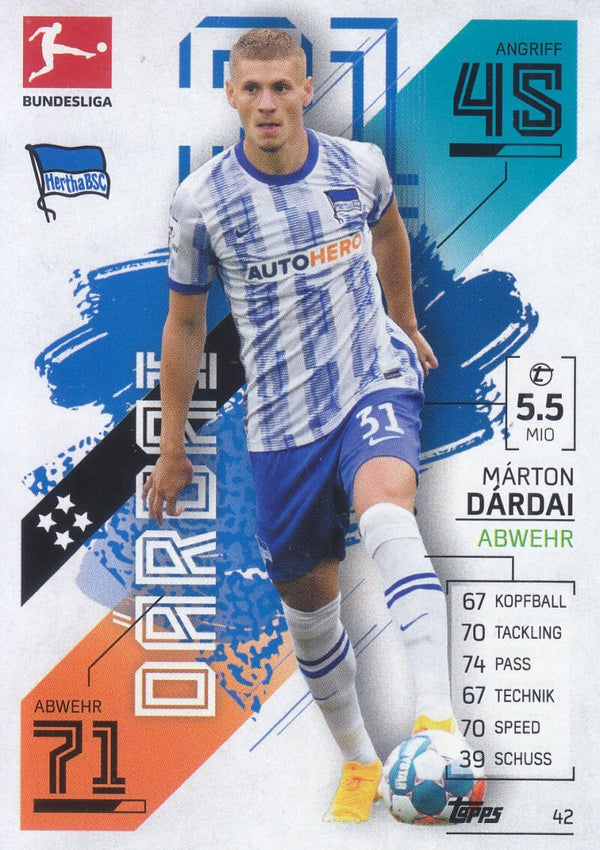 Marton Dardai / Hertha BSC Berlin / Topps Bundesliga 2021 / Basis Karte / Nr.42