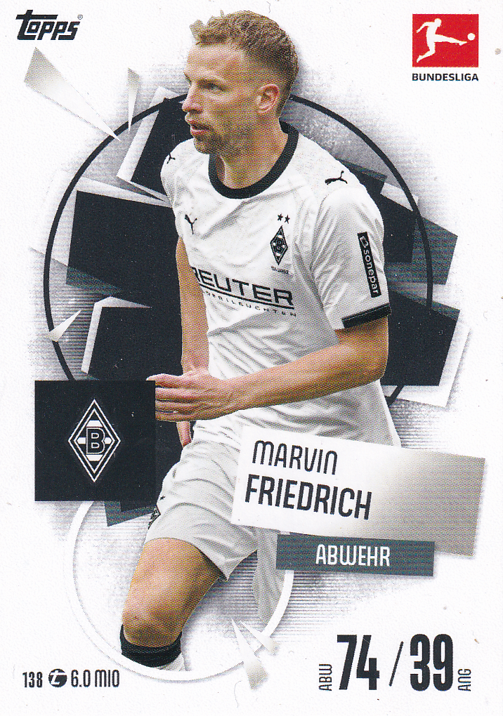 Marvin Friedrich - Borussia Mönchengladbach - Topps Match Attax 2025 - Basis Karte - Nr. 138