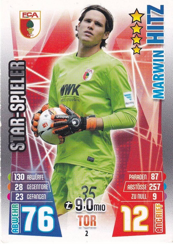 Marvin Hitz / FC Augsburg / Topps Match Attax 2015 / Star-Spieler / Nr. 2