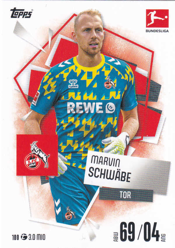 Marvin Schwäbe - 1.FC Köln - Topps Match Attax 2025 - Basis Karte - Nr. 100