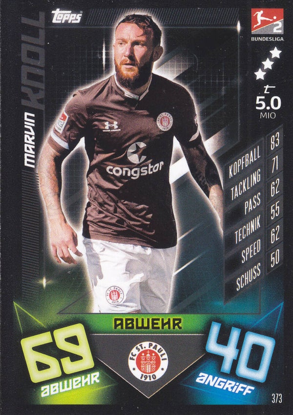 Marvin Knoll / FC St. Pauli / Topps Match Attax 2019 / Basis Karte / Nr. 373