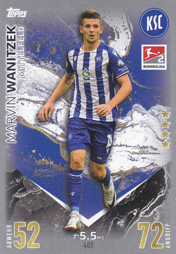 Marvin Wanitzek / Karlsruher SC / Topps Match Attax 2023 / Basis Karte 2.Bundesliga / Nr. 405